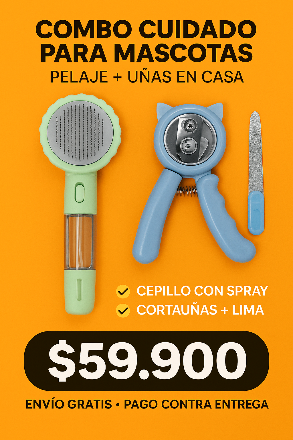 Combo Cuidado para Mascotas: Pelaje + Uñas en Casa